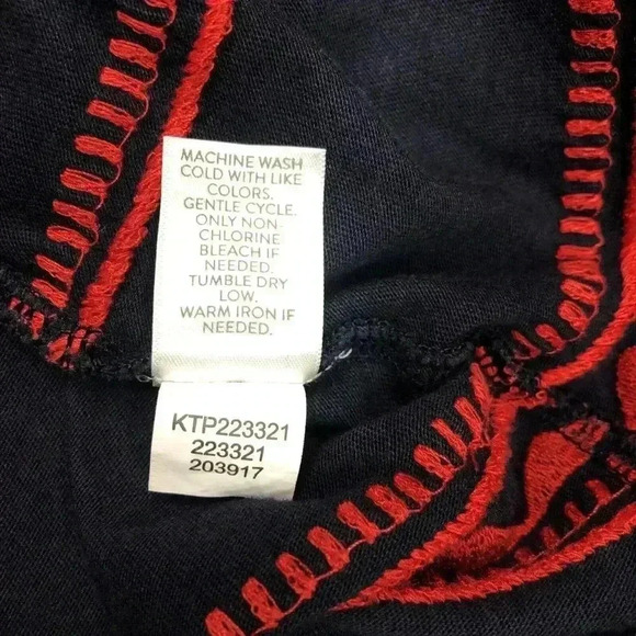 J Jill Halter Top Embroidered Navy and Red Color Sleeveless Sz XL - Picture 7 of 8